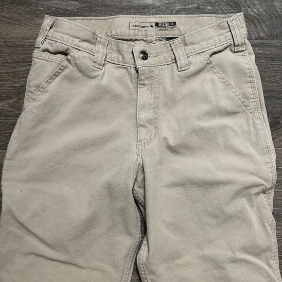 Carhartt Pants 30x30 Relaxed Straight Rigby Canvas Dungaree Work Khaki Workwear - Picture 13 of 13